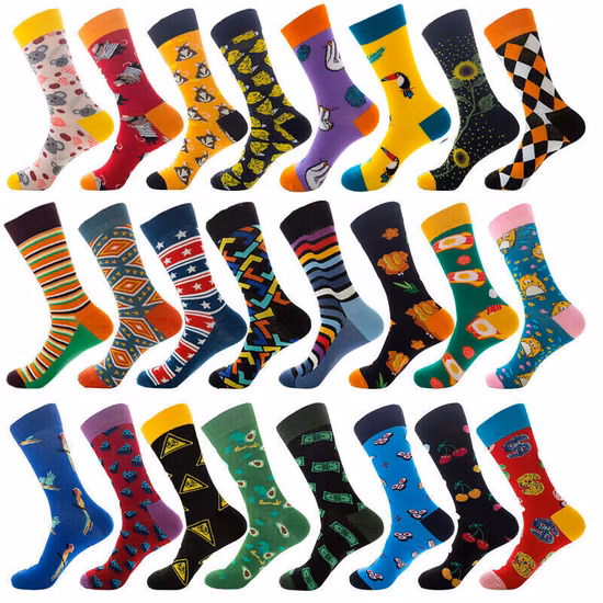 Custom Wholesale Cheap Men Sport Cotton Crew Grip Anti-Slip Compression Funny Fashion Printed Jacquard Knitted Ankle Basketball Long Football Cycling Socks